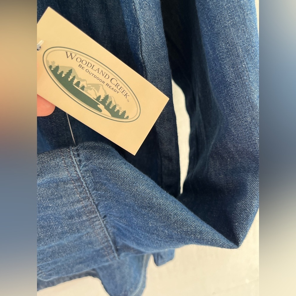 Woodland Creak VTG Men's Blue Denim Shirt 100% Cotton Fall L NWT - Picture 4 of 9